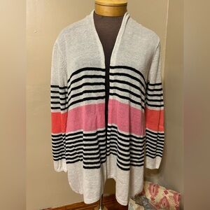 J Jill Cardigan Sweater Linen Blend Open Size Large Office Beach Causal Library